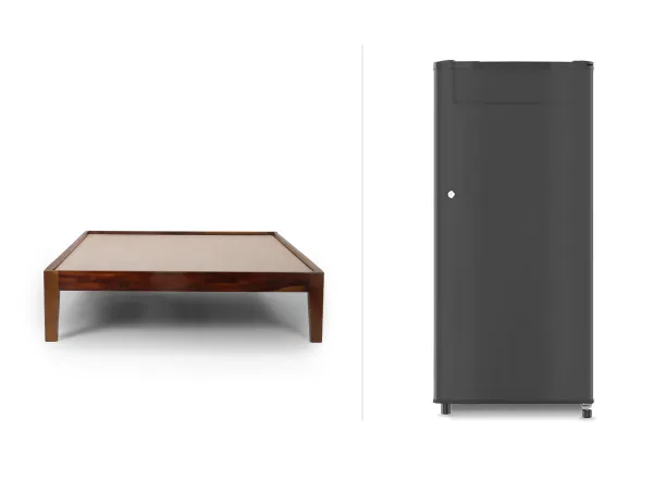 Hugo Queen Size Bed with Fridge   Single Door